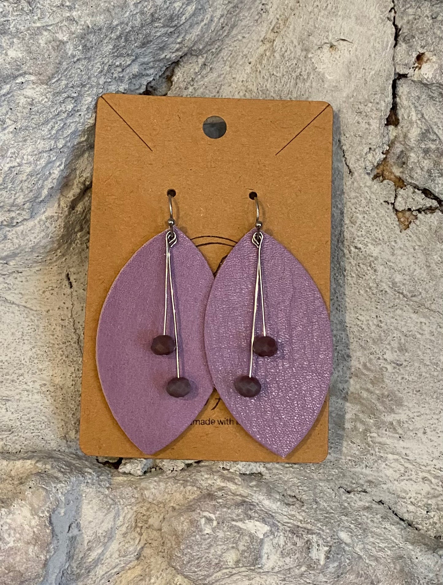 Light Purple Tres en Uno (3 in 1's) Leather Earrings
