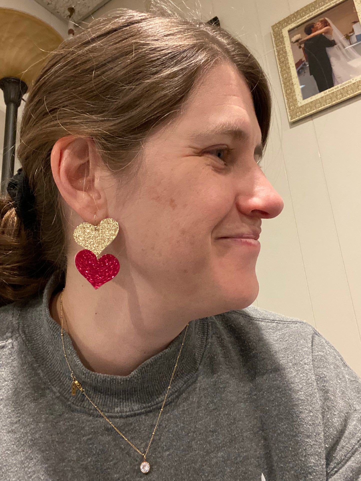 Pink & Gold Heart Susan Earrings