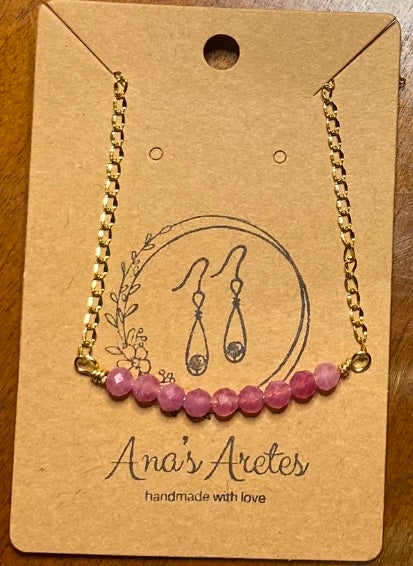 Pink Tourmaline Carla Necklace (gold & silver chains available)