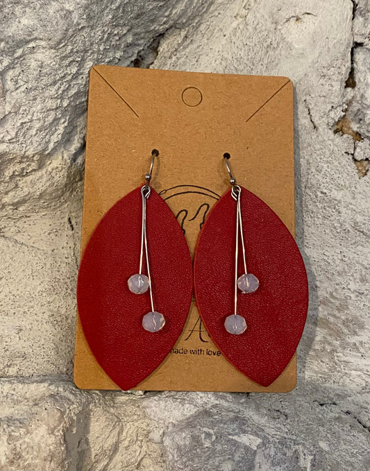 Red Tres en Uno (3 in 1's) Leather Earrings