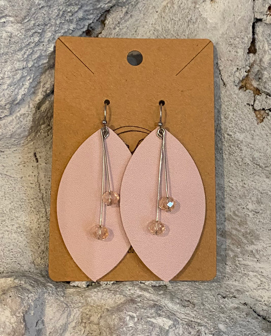 Light Pink Tres en Uno (3 in 1's) Leather Earrings