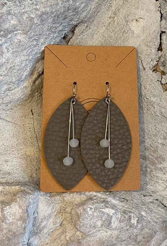 Gray Tres en Uno (3 in 1's) Leather Earrings
