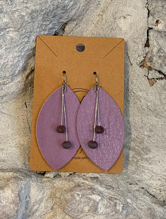 Light Purple Tres en Uno (3 in 1's) Leather Earrings