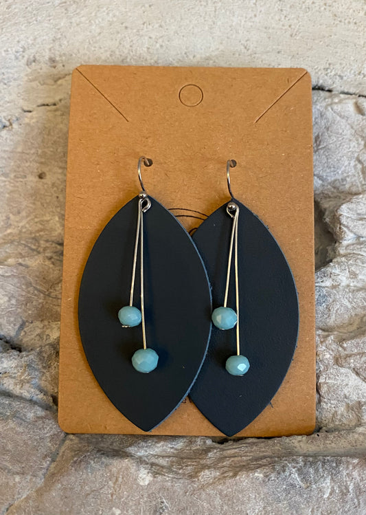 Navy Blue  Tres en Uno (3 in 1's) Leather Earrings