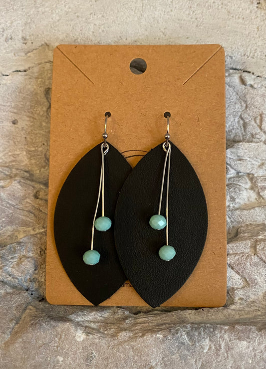 Matte Black Tres en Uno (3 in 1's) Leather Earrings