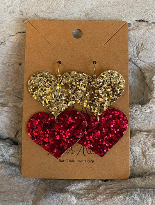 Pink & Gold Heart Susan Earrings