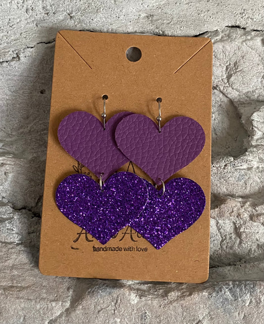 Purple Heart Susan Earrings